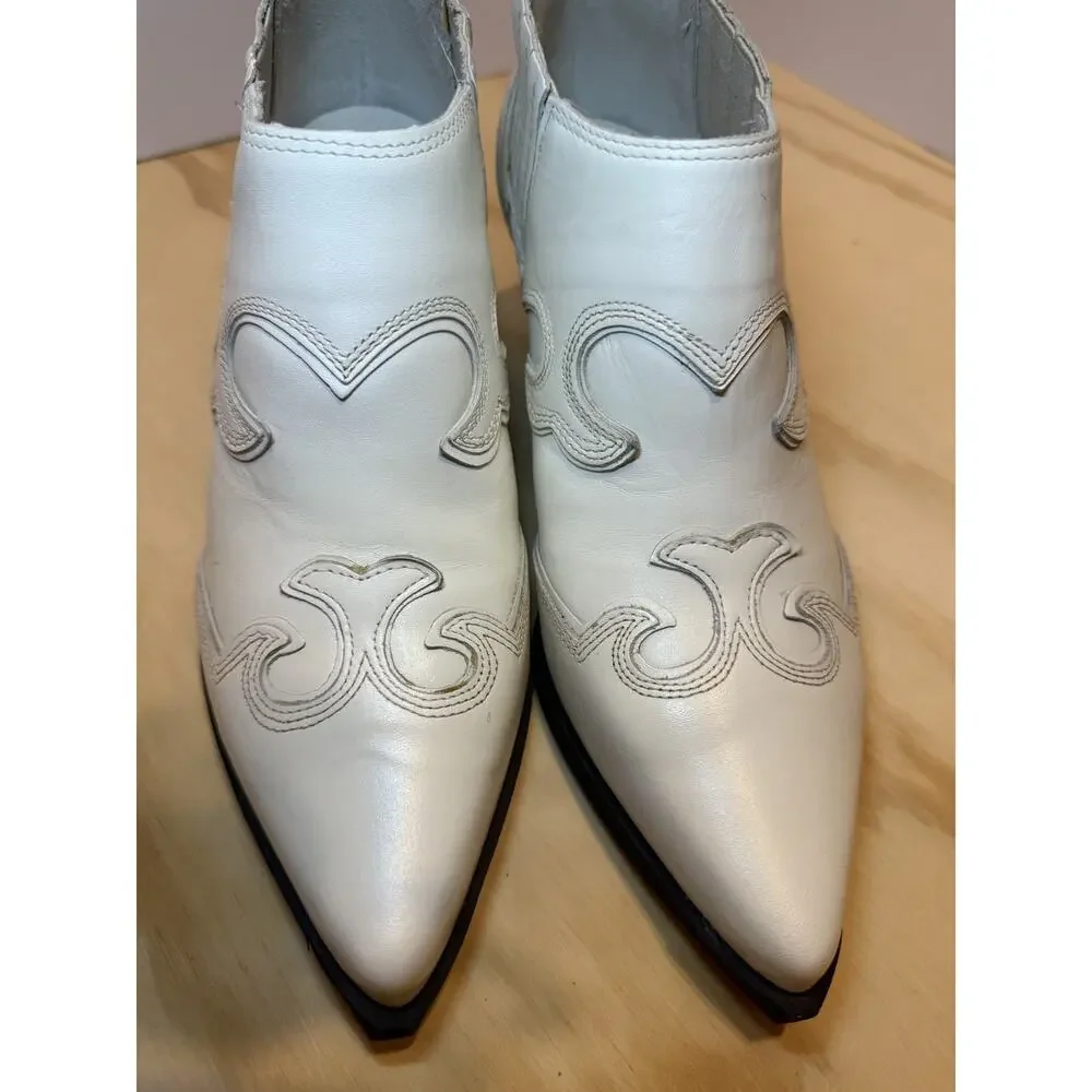 Steve Madden White Western Ankle Boots
